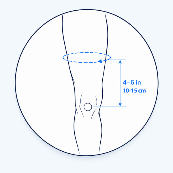 Tape around thigh above kneecap
